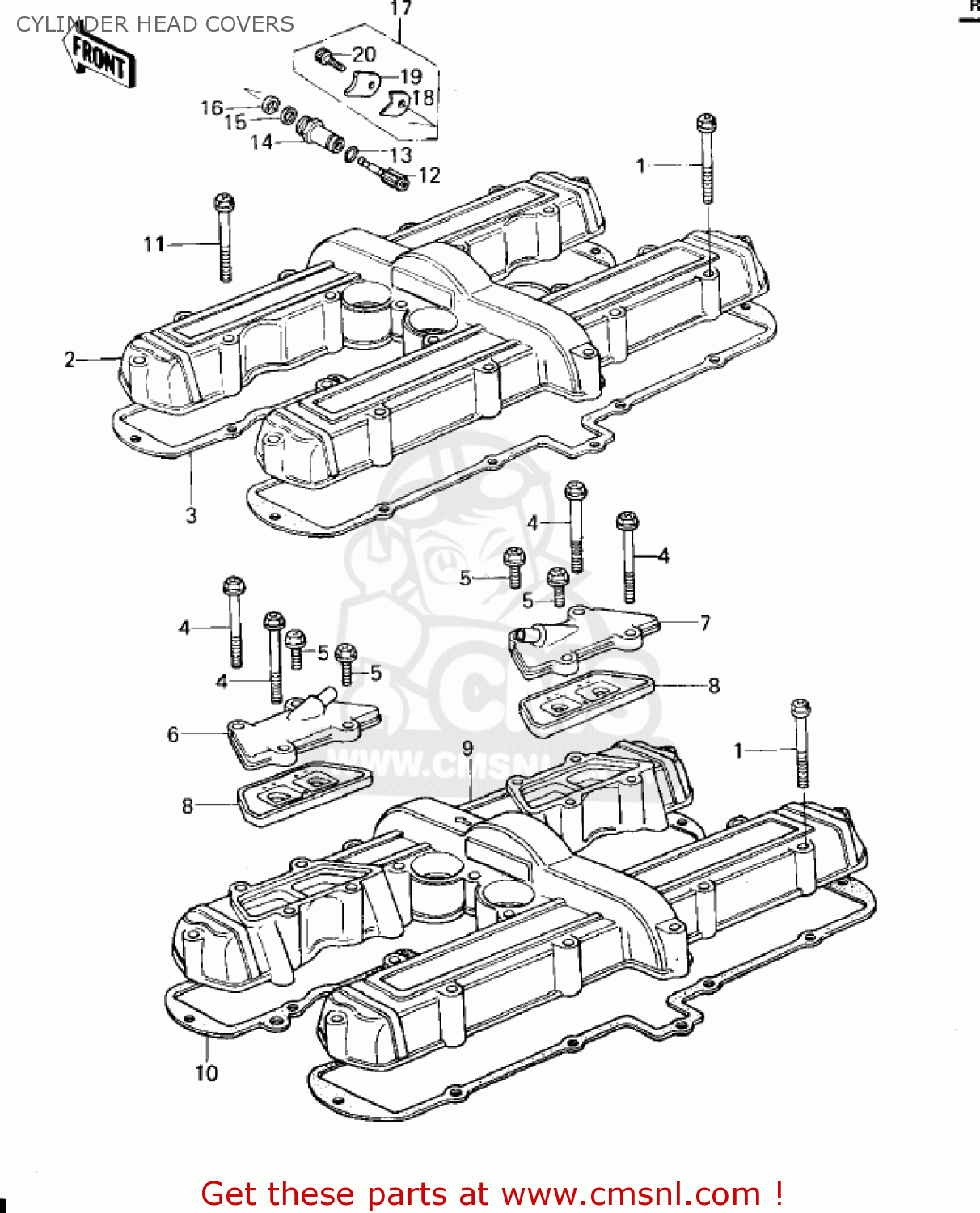 CYLINDER HEAD COVERS KZ650B1 1977 USA CANADA / MPH KPH