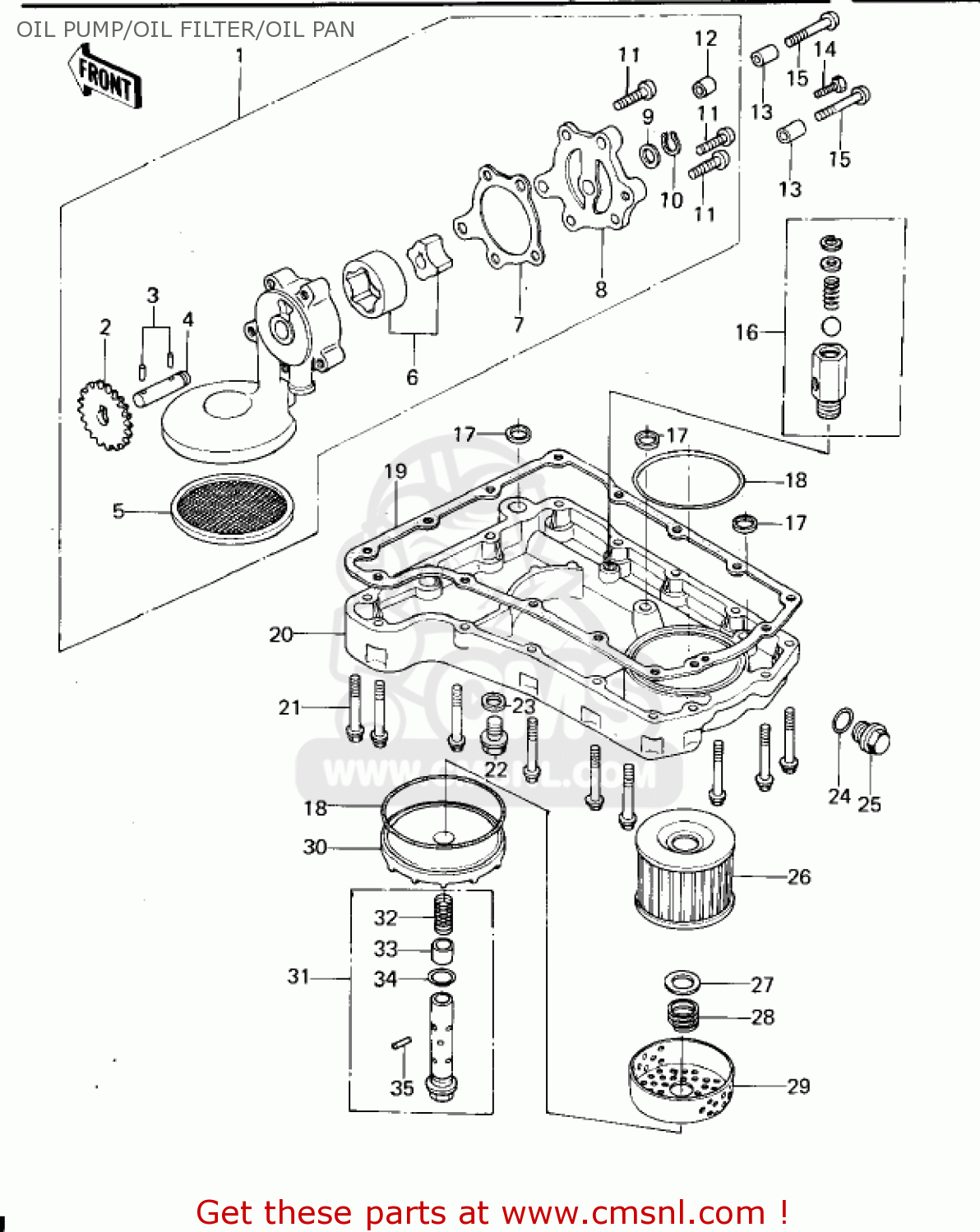 OIL PUMP/OIL FILTER/OIL PAN KZ650B1 1977 USA CANADA / MPH KPH