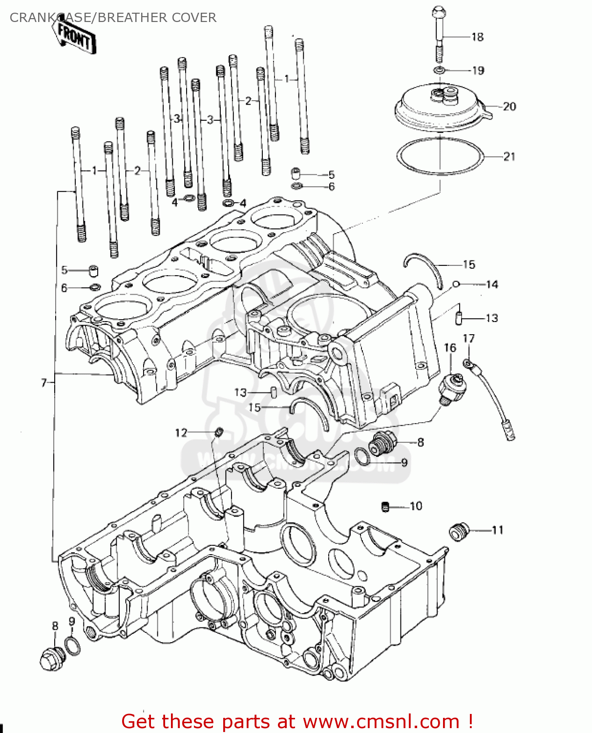 CRANKCASE/BREATHER COVER KZ650B1 1977 USA CANADA / MPH KPH