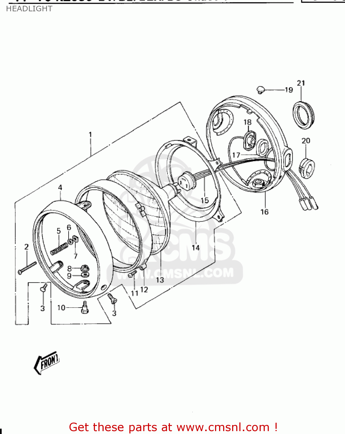 HEADLIGHT KZ650B1 1977 USA CANADA / MPH KPH