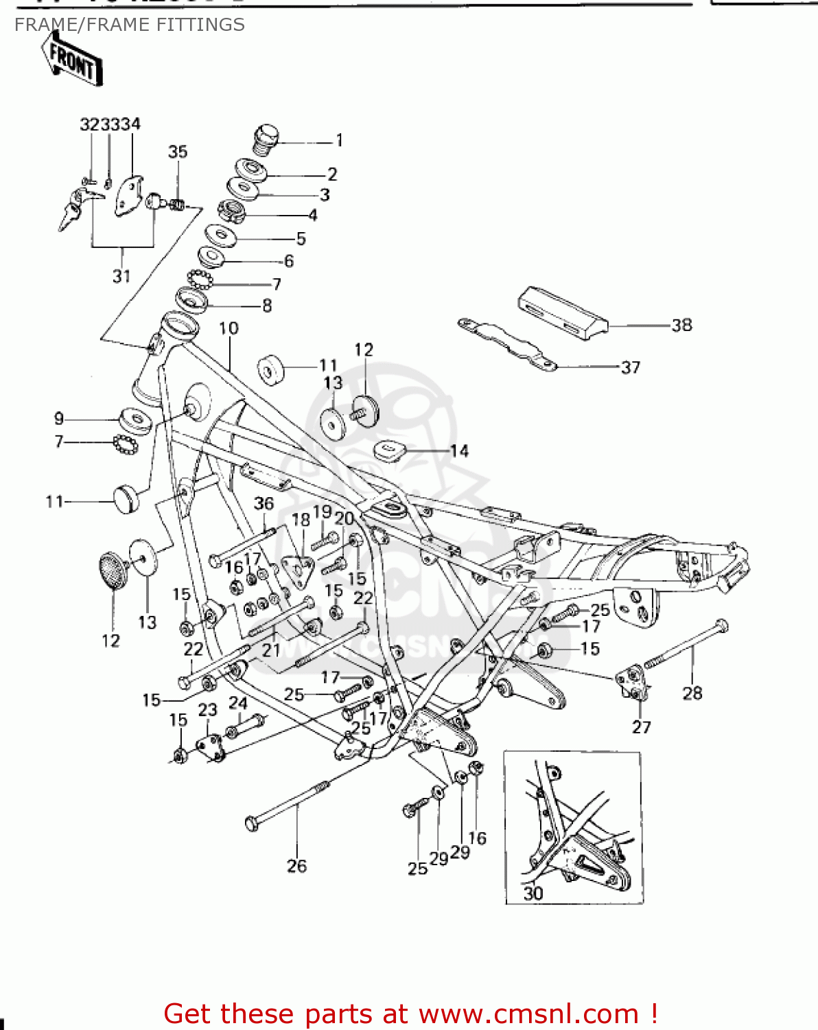 FRAME/FRAME FITTINGS KZ650B1 1977 USA CANADA / MPH KPH