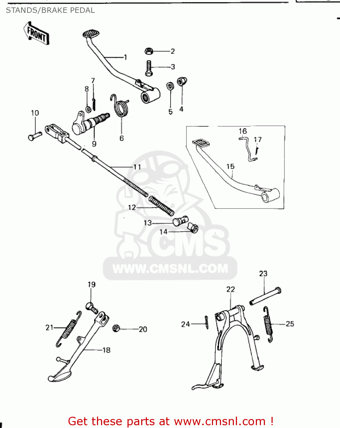 STANDS/BRAKE PEDAL KZ650B1 1977 USA CANADA / MPH KPH