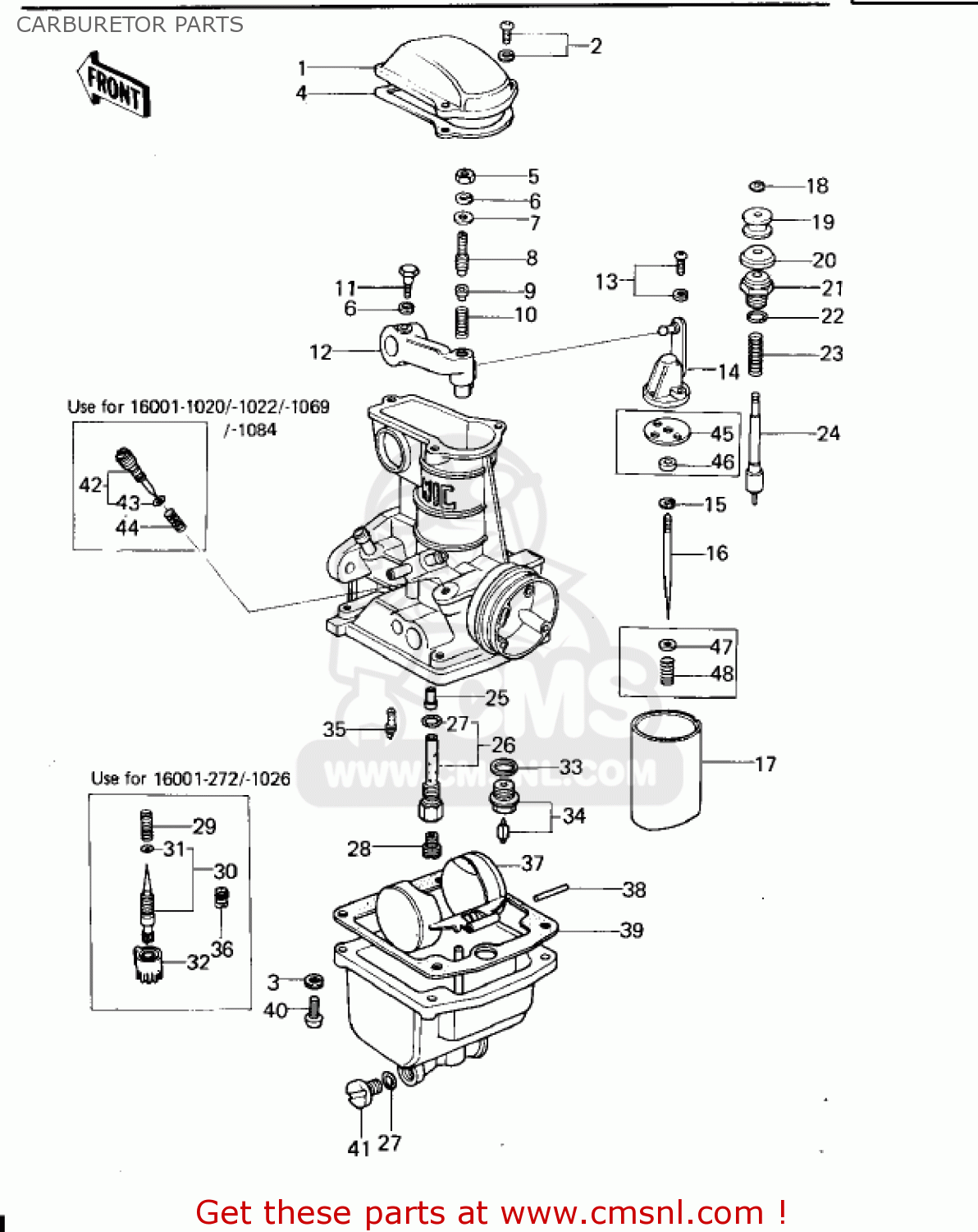 CARBURETOR PARTS KZ650B1 1977 USA CANADA / MPH KPH