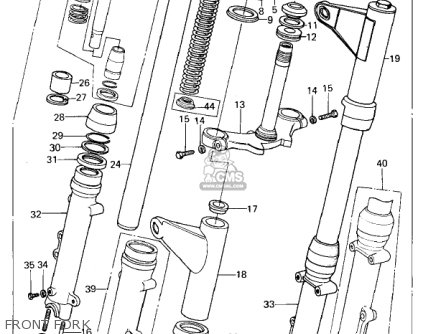 FRONT FORK - KZ650B1 1977 USA CANADA / MPH KPH