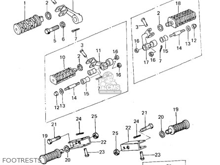 FOOTRESTS - KZ650B1 1977 USA CANADA / MPH KPH