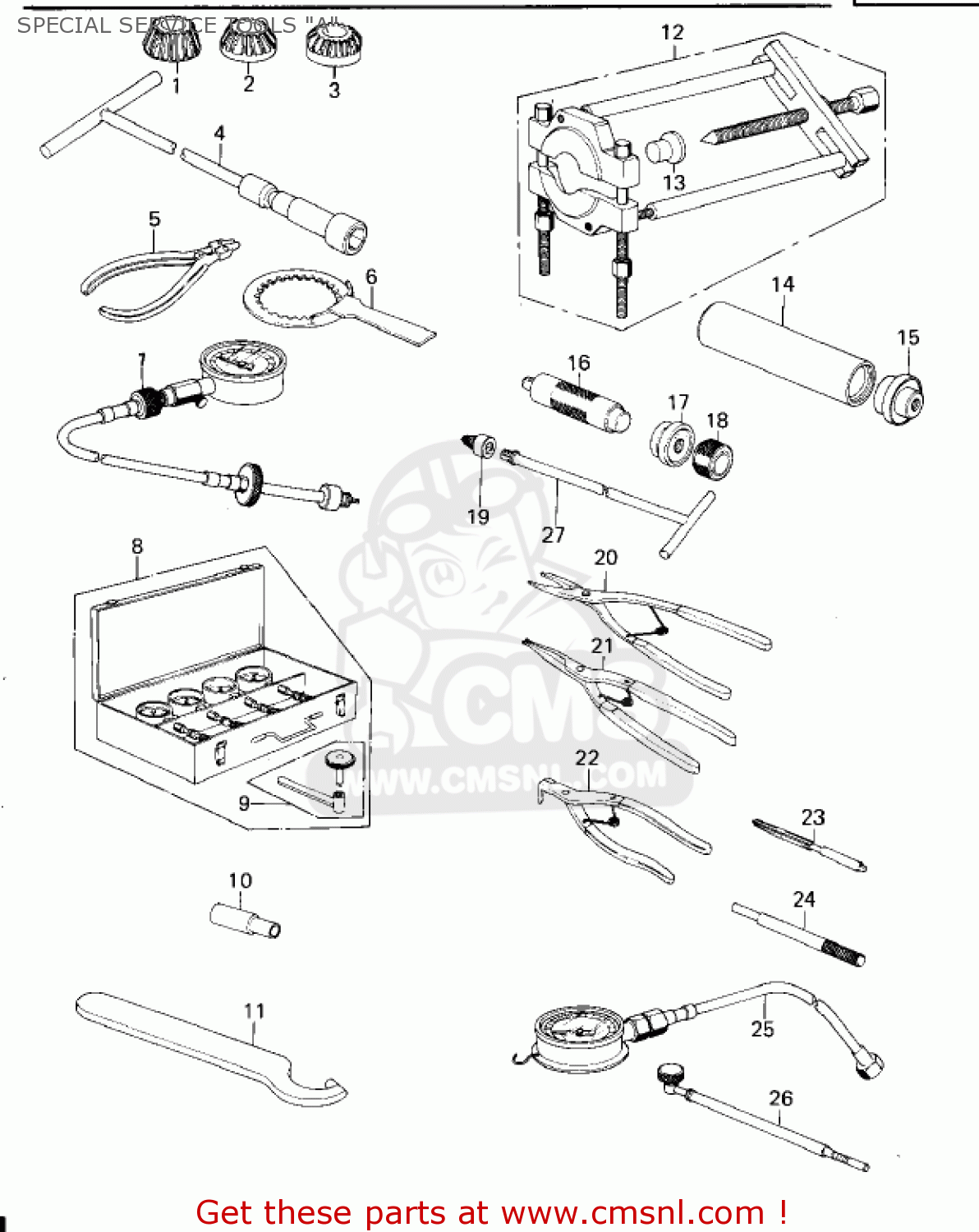 SPECIAL SERVICE TOOLS "A" KZ650B2 1978 USA CANADA / MPH KPH