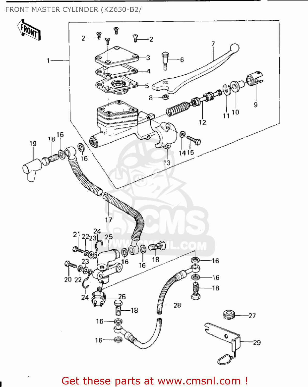 FRONT MASTER CYLINDER (KZ650-B2/ KZ650B2 1978 USA CANADA / MPH KPH