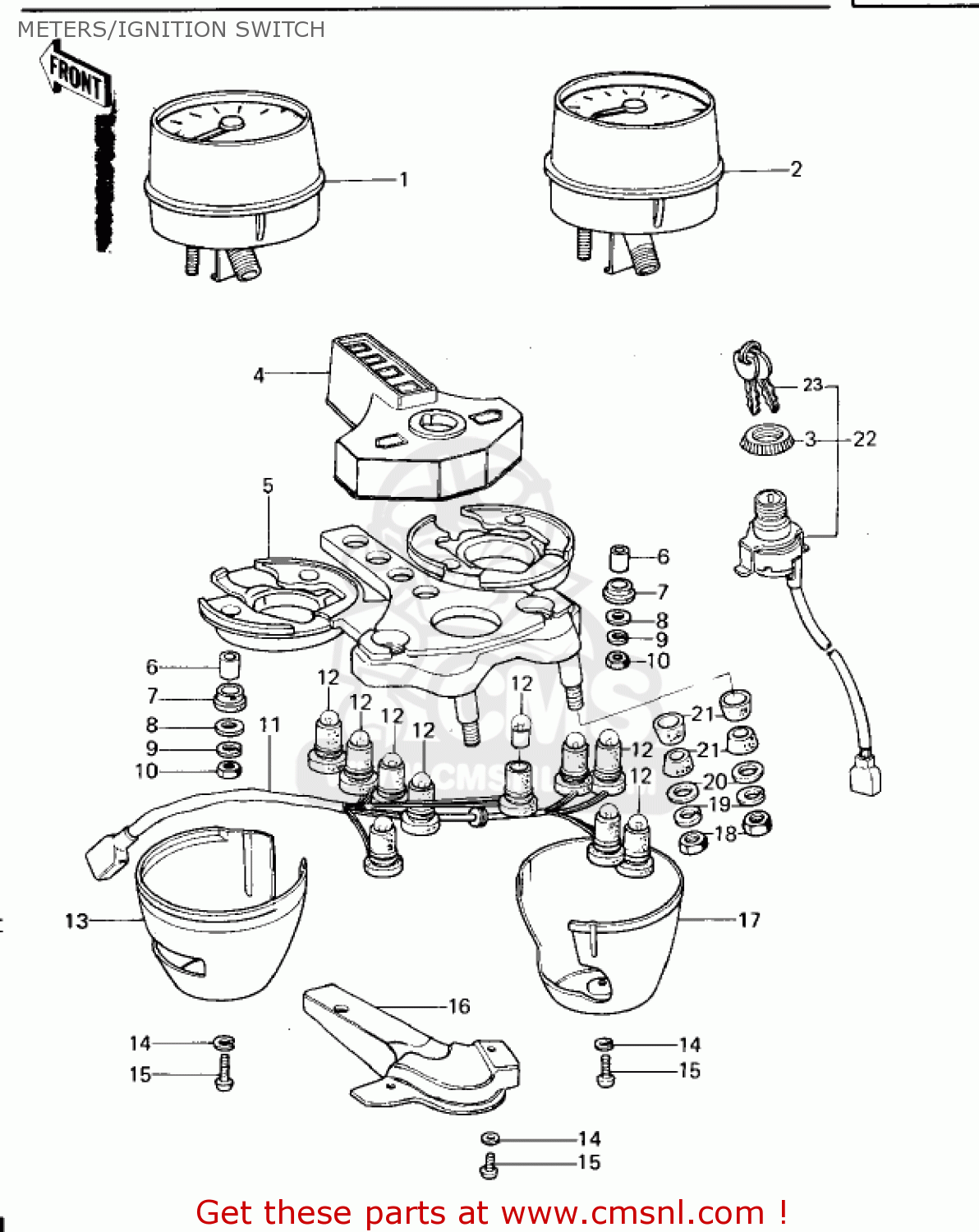 METERS/IGNITION SWITCH KZ650B2 1978 USA CANADA / MPH KPH