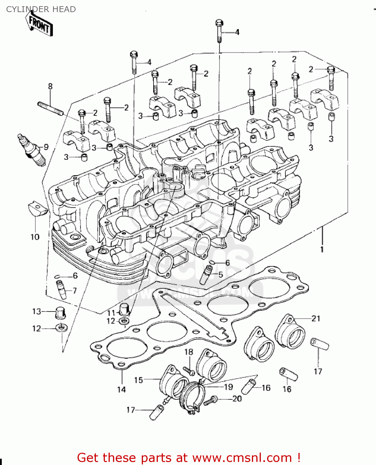 CYLINDER HEAD KZ650B2 1978 USA CANADA / MPH KPH