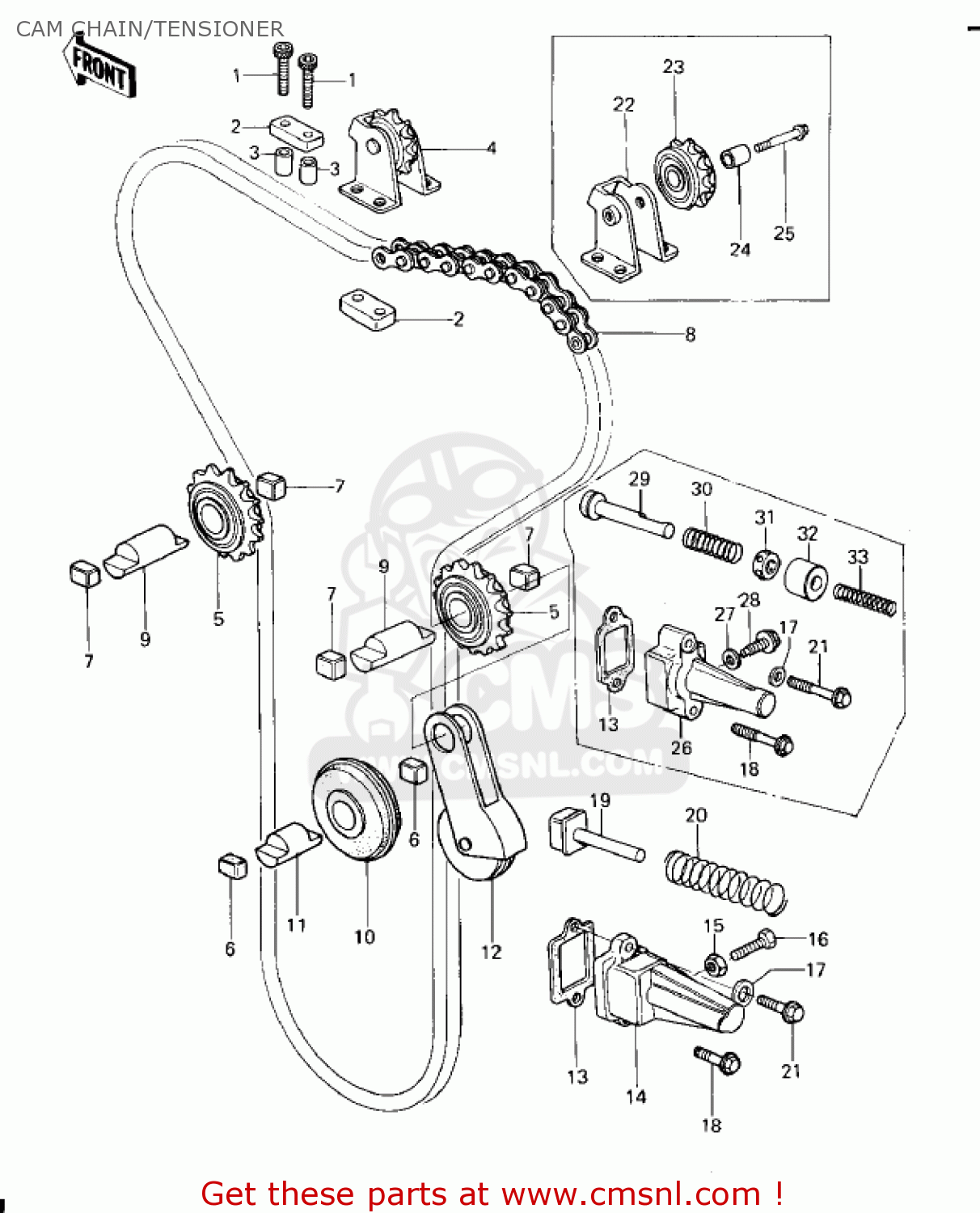 CAM CHAIN/TENSIONER KZ650B2 1978 USA CANADA / MPH KPH