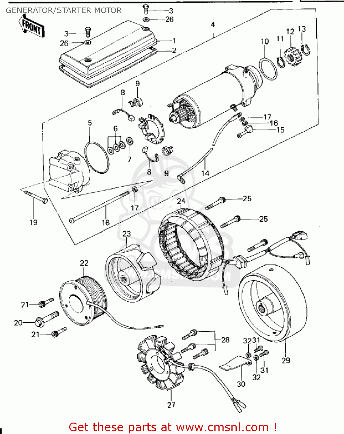 GENERATOR/STARTER MOTOR KZ650B2 1978 USA CANADA / MPH KPH
