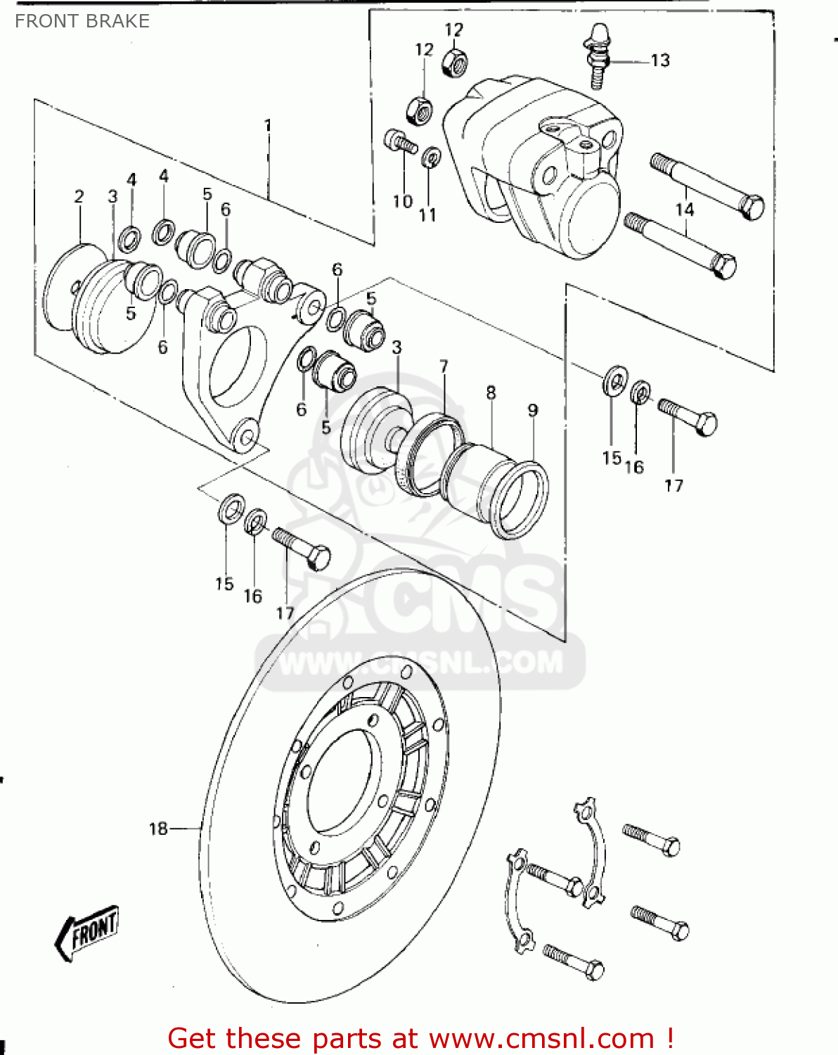 FRONT BRAKE KZ650B2 1978 USA CANADA / MPH KPH