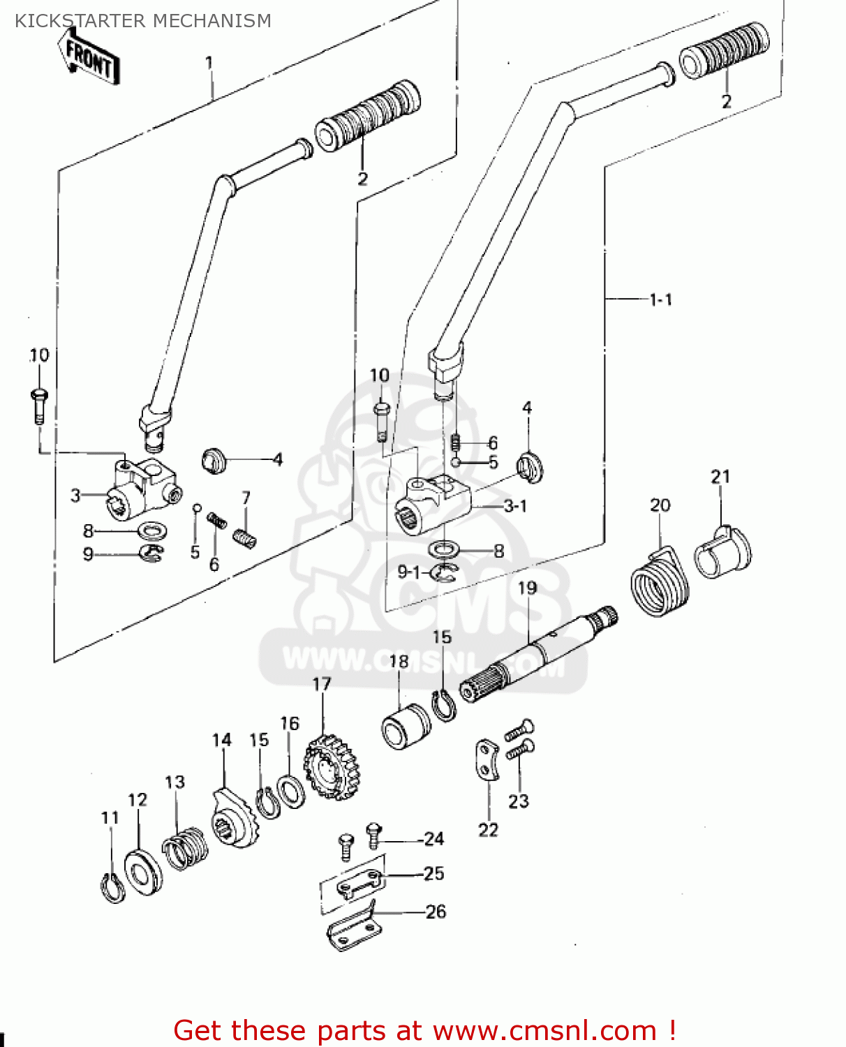 KICKSTARTER MECHANISM KZ650B2 1978 USA CANADA / MPH KPH