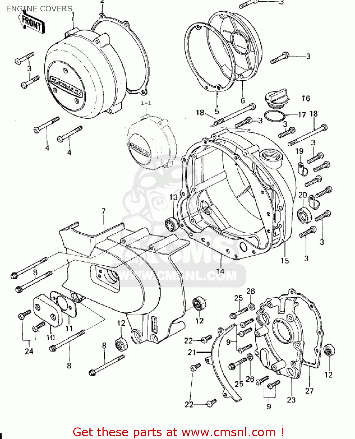 ENGINE COVERS KZ650B2 1978 USA CANADA / MPH KPH