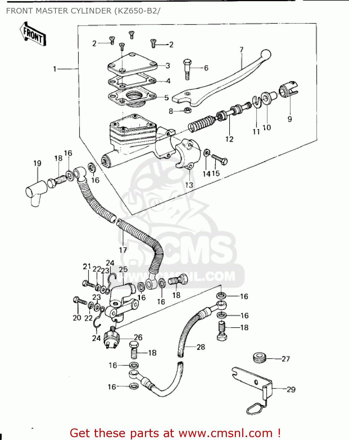 FRONT MASTER CYLINDER (KZ650-B2/ KZ650B2A 1978 USA CANADA / MPH KPH
