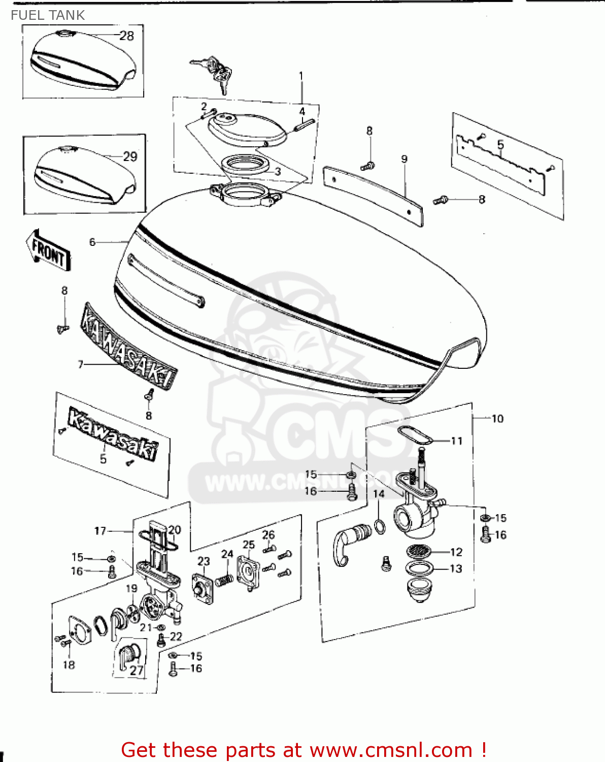 FUEL TANK KZ650B2A 1978 USA CANADA / MPH KPH