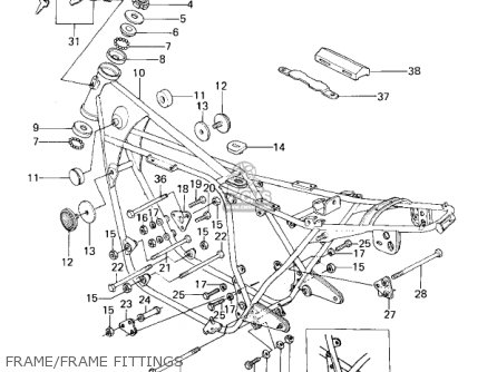 FRAME/FRAME FITTINGS - KZ650B2A 1978 USA CANADA / MPH KPH
