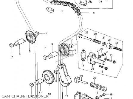 CAM CHAIN/TENSIONER - KZ650B2A 1978 USA CANADA / MPH KPH