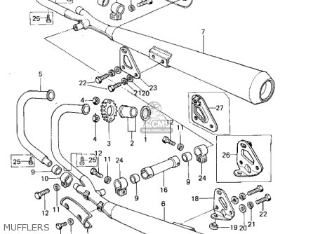 MUFFLERS - KZ650B2A 1978 USA CANADA / MPH KPH