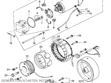 GENERATOR/STARTER MOTOR - KZ650B2A 1978 USA CANADA / MPH KPH