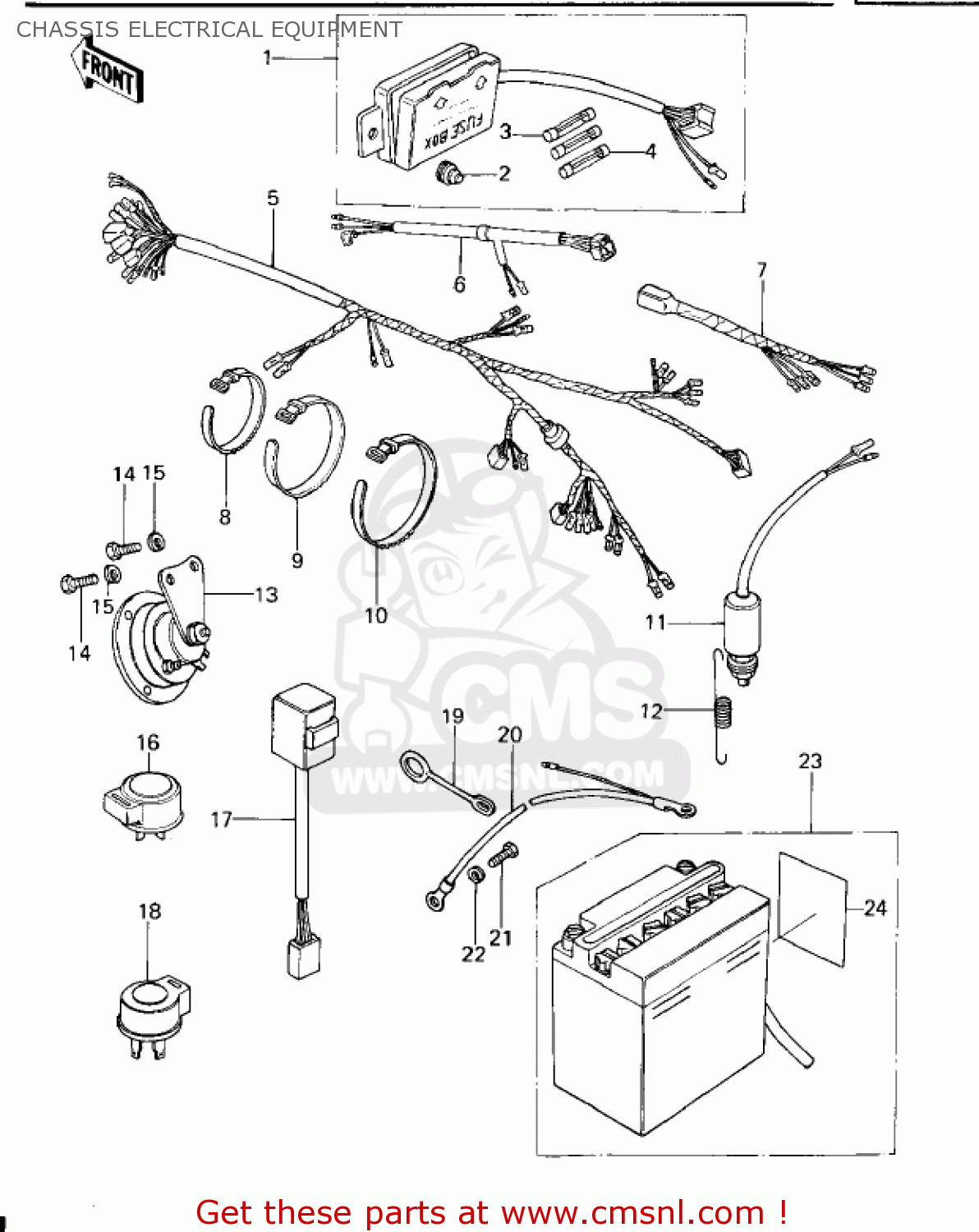 CHASSIS ELECTRICAL EQUIPMENT KZ650B3 1979 USA CANADA / MPH KPH
