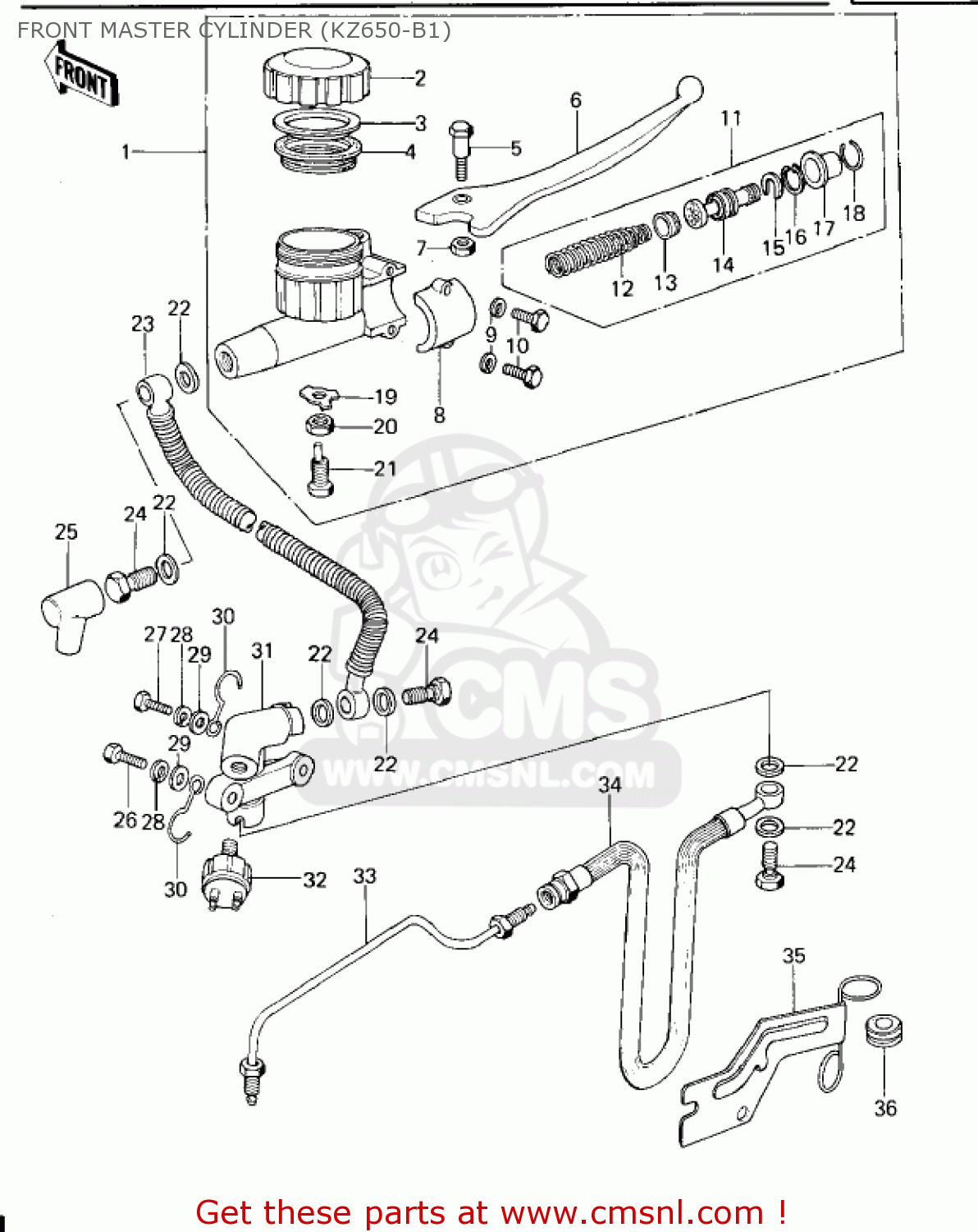FRONT MASTER CYLINDER (KZ650-B1) KZ650B3 1979 USA CANADA / MPH KPH