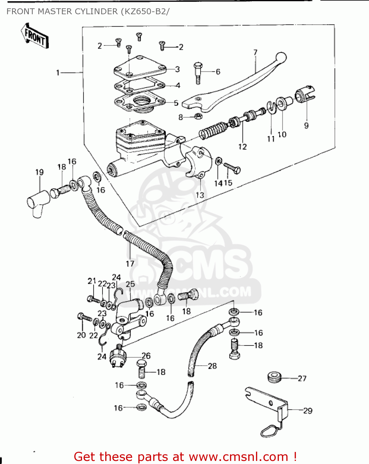 FRONT MASTER CYLINDER (KZ650-B2/ KZ650B3 1979 USA CANADA / MPH KPH