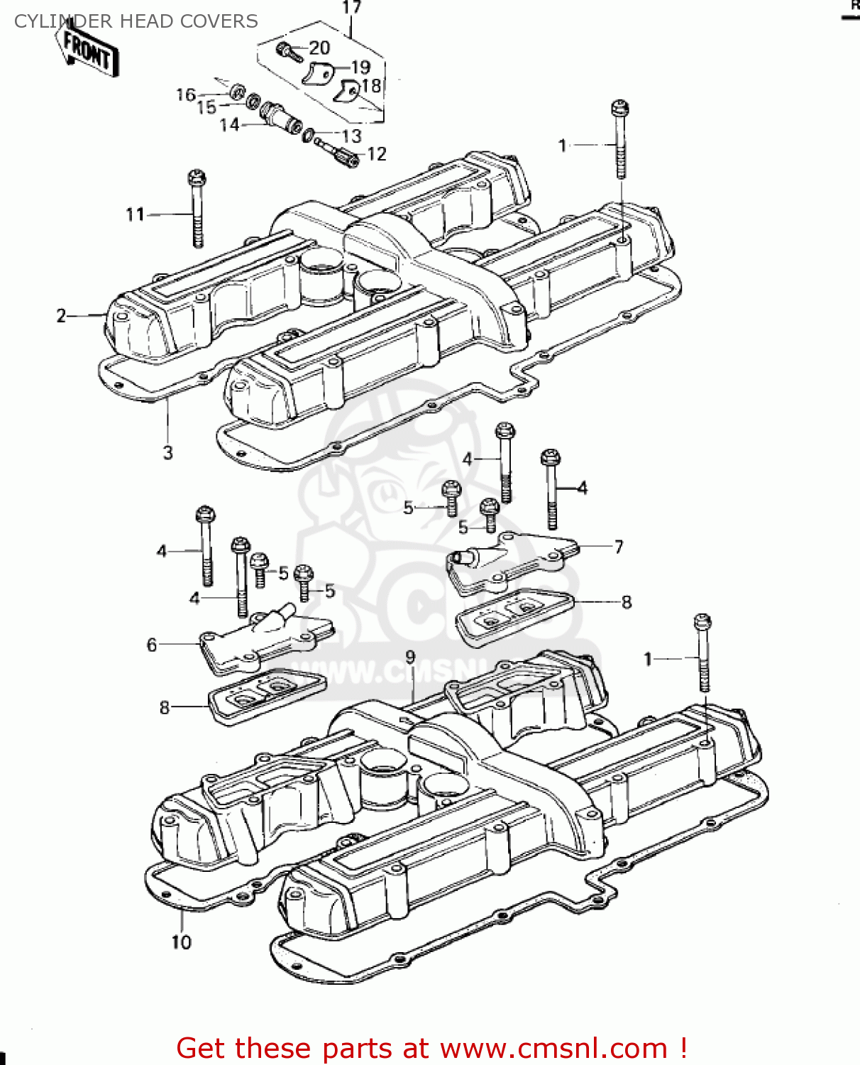CYLINDER HEAD COVERS KZ650B3 1979 USA CANADA / MPH KPH