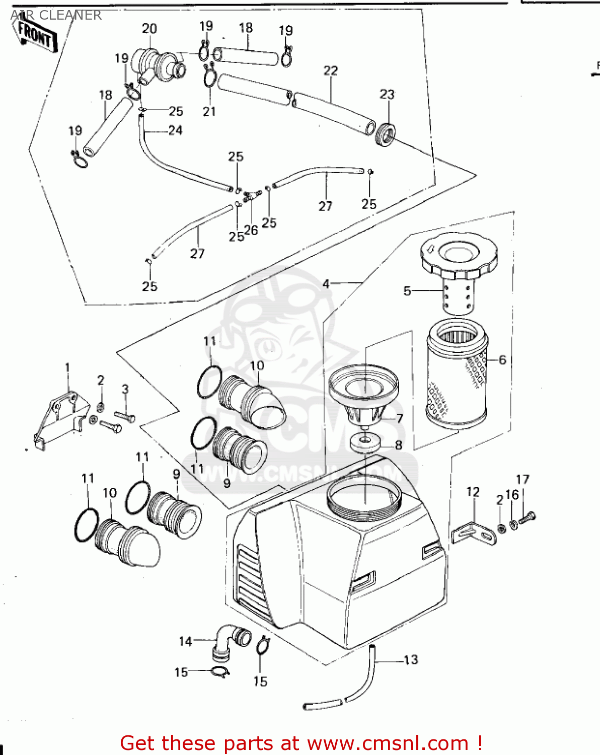 AIR CLEANER KZ650B3 1979 USA CANADA / MPH KPH