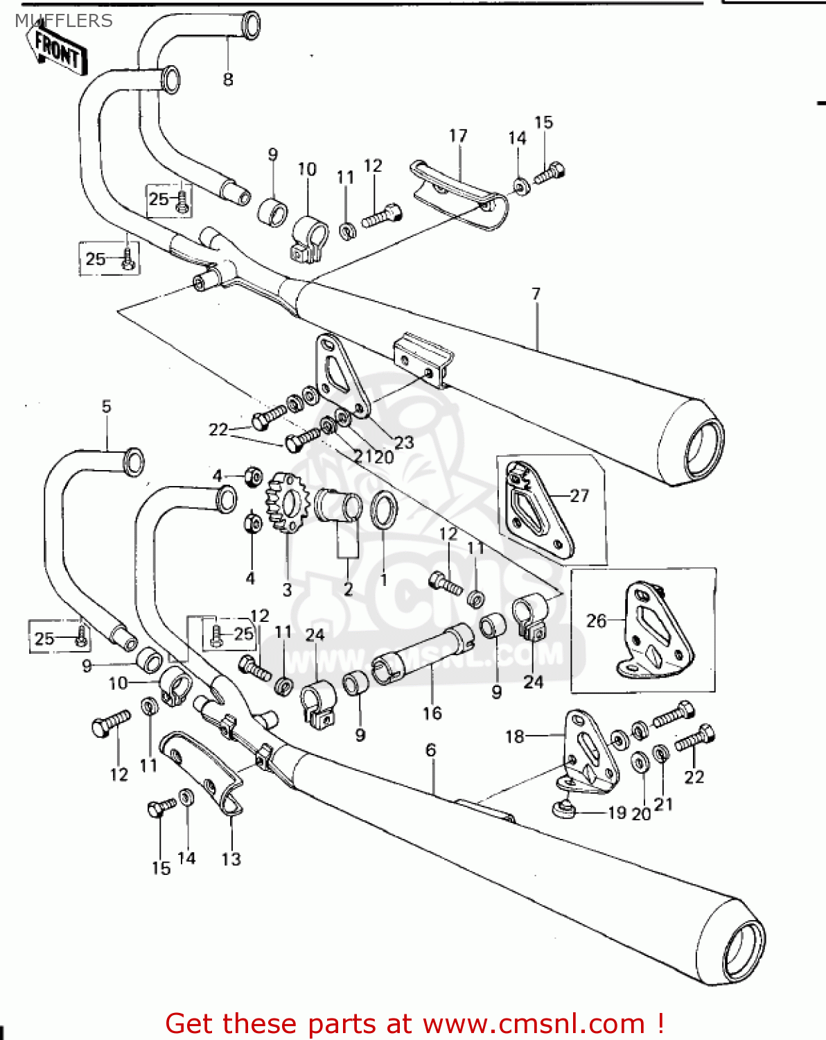 MUFFLERS KZ650B3 1979 USA CANADA / MPH KPH