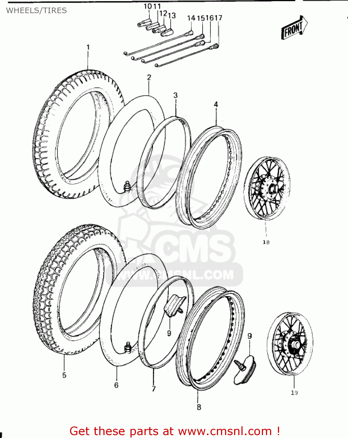 WHEELS/TIRES KZ650B3 1979 USA CANADA / MPH KPH