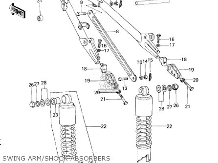 SWING ARM/SHOCK ABSORBERS - KZ650B3 1979 USA CANADA / MPH KPH