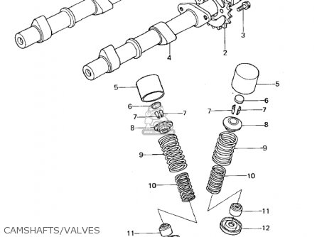 CAMSHAFTS/VALVES - KZ650B3 1979 USA CANADA / MPH KPH
