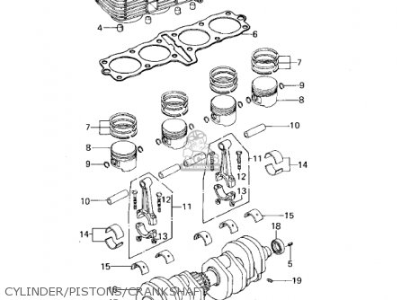 CYLINDER/PISTONS/CRANKSHAFT - KZ650B3 1979 USA CANADA / MPH KPH