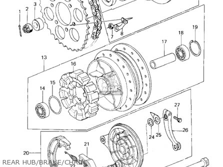 REAR HUB/BRAKE/CHAIN - KZ650B3 1979 USA CANADA / MPH KPH