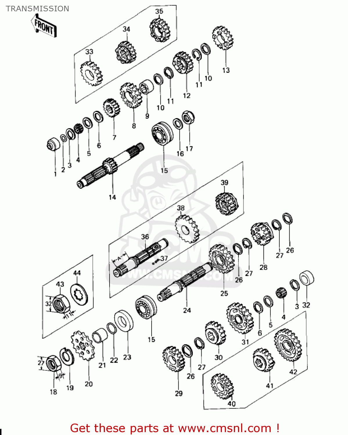 TRANSMISSION KZ650C1 CUSTOM 1977 USA CANADA / MPH KPH
