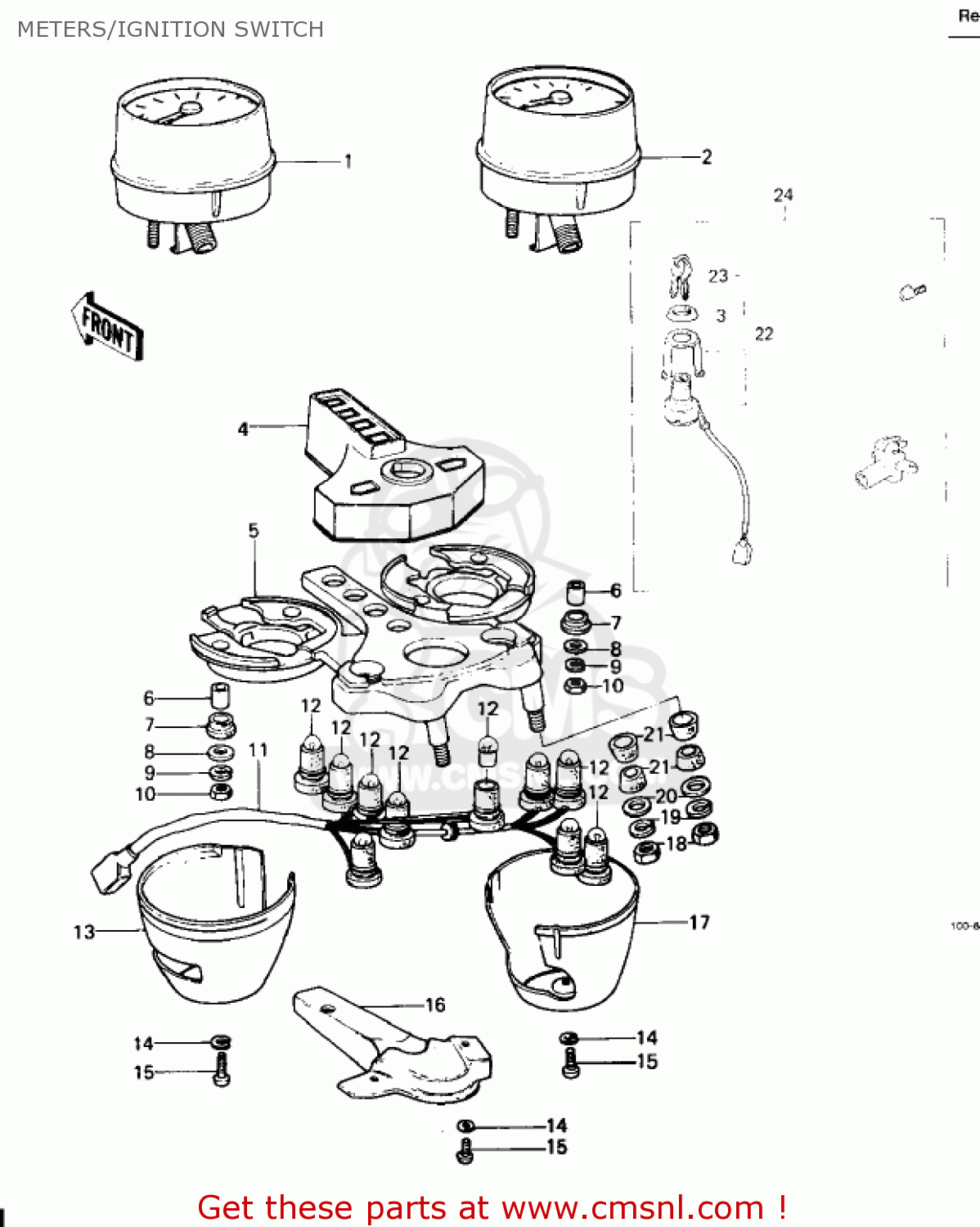 METERS/IGNITION SWITCH KZ650C1 CUSTOM 1977 USA CANADA / MPH KPH