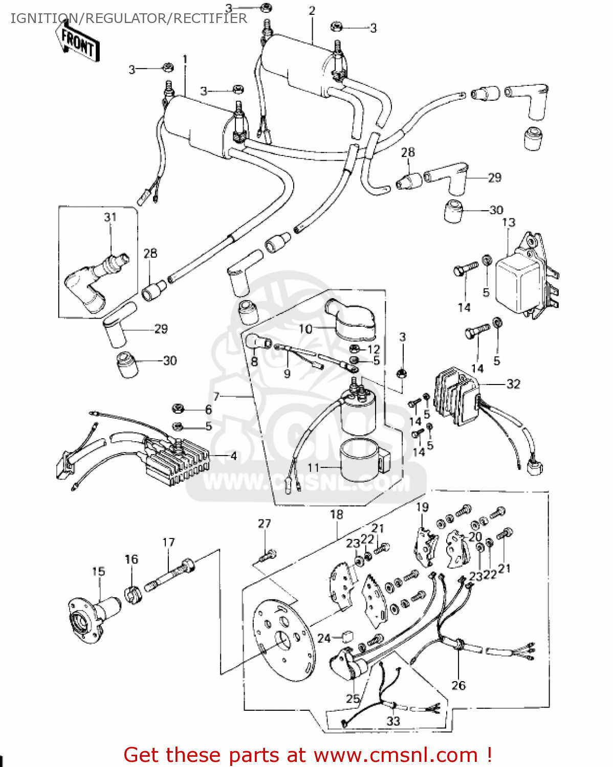 IGNITION/REGULATOR/RECTIFIER KZ650C1 CUSTOM 1977 USA CANADA / MPH KPH