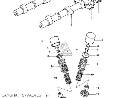 CAMSHAFTS/VALVES - KZ650C1 CUSTOM 1977 USA CANADA / MPH KPH