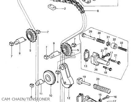 CAM CHAIN/TENSIONER - KZ650C1 CUSTOM 1977 USA CANADA / MPH KPH