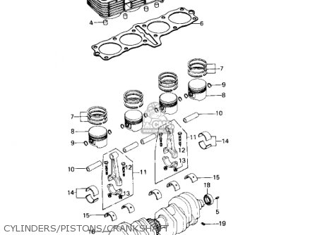 CYLINDERS/PISTONS/CRANKSHAFT - KZ650C1 CUSTOM 1977 USA CANADA / MPH KPH