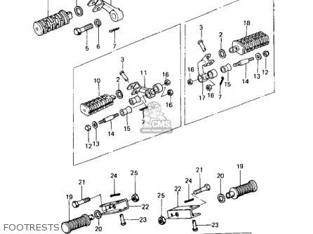 FOOTRESTS - KZ650C1 CUSTOM 1977 USA CANADA / MPH KPH