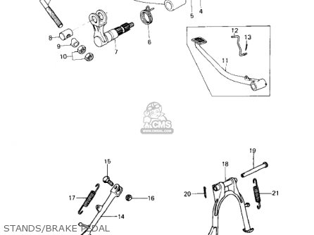 STANDS/BRAKE PEDAL - KZ650C1 CUSTOM 1977 USA CANADA / MPH KPH