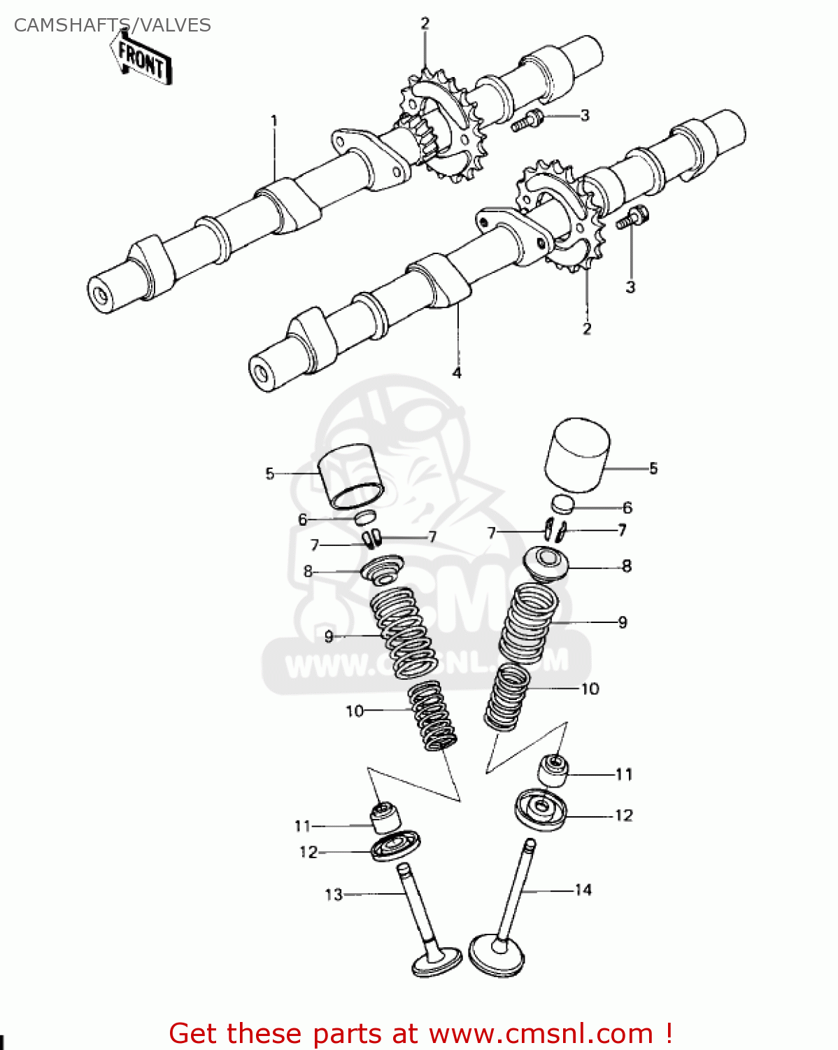 CAMSHAFTS/VALVES KZ650C2 CUSTOM 1978 USA CANADA / MPH KPH
