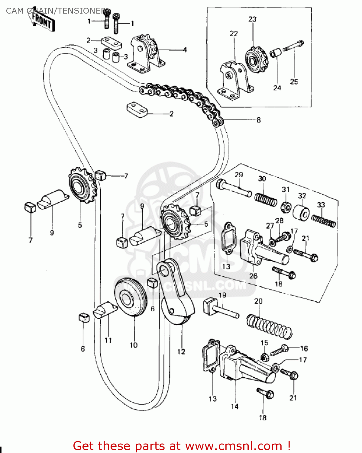 CAM CHAIN/TENSIONER KZ650C2 CUSTOM 1978 USA CANADA / MPH KPH