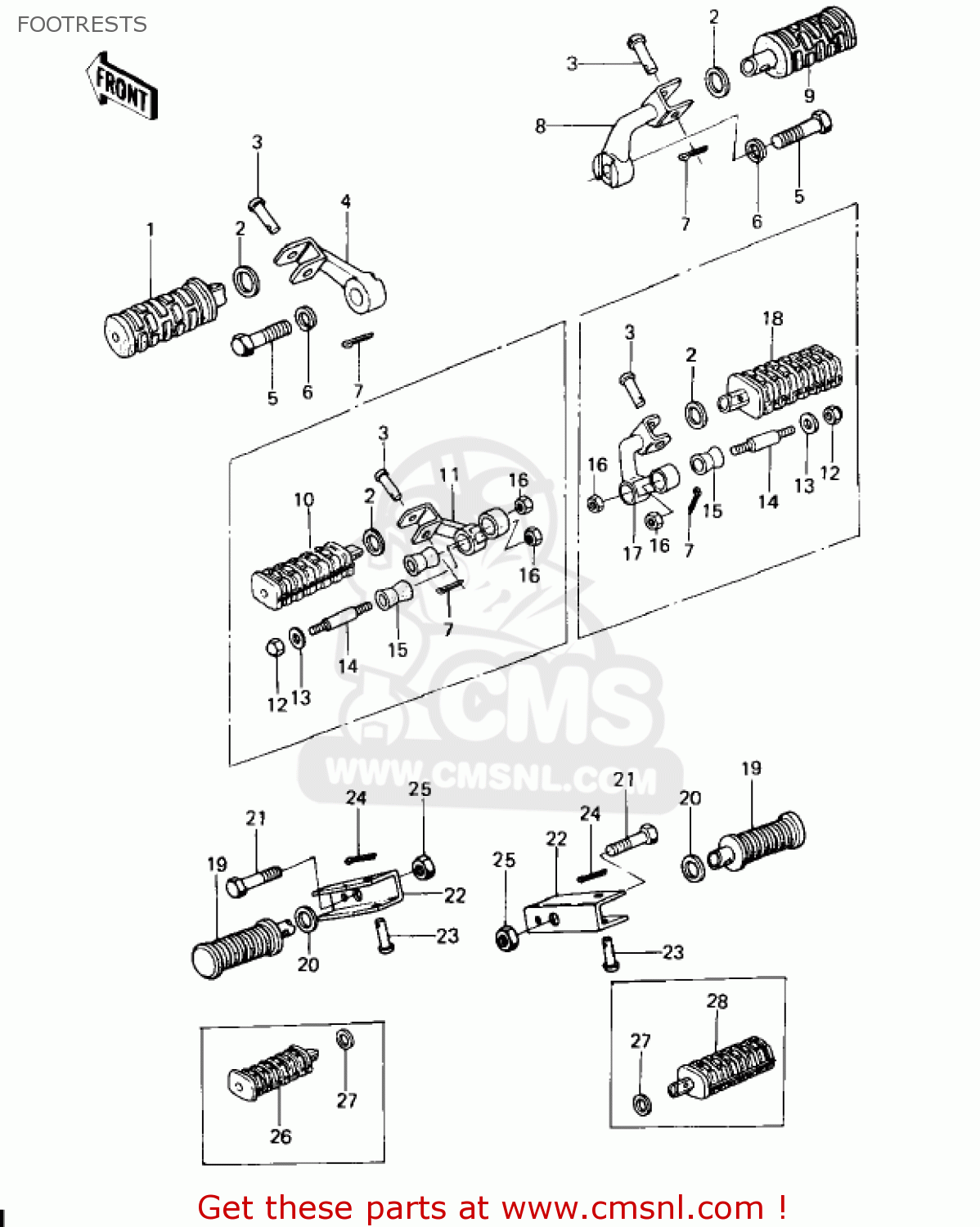 FOOTRESTS KZ650C2 CUSTOM 1978 USA CANADA / MPH KPH