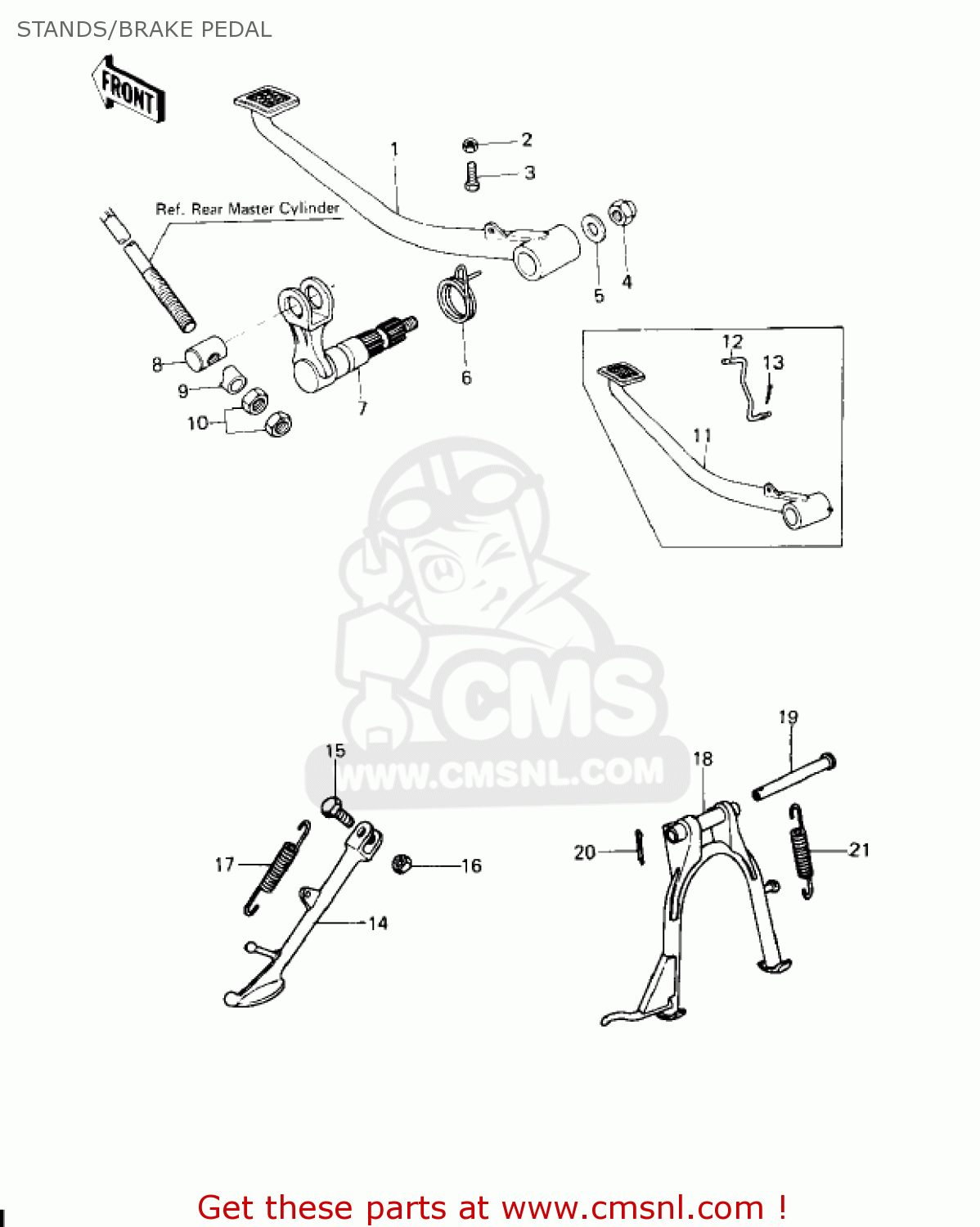 STANDS/BRAKE PEDAL KZ650C2 CUSTOM 1978 USA CANADA / MPH KPH
