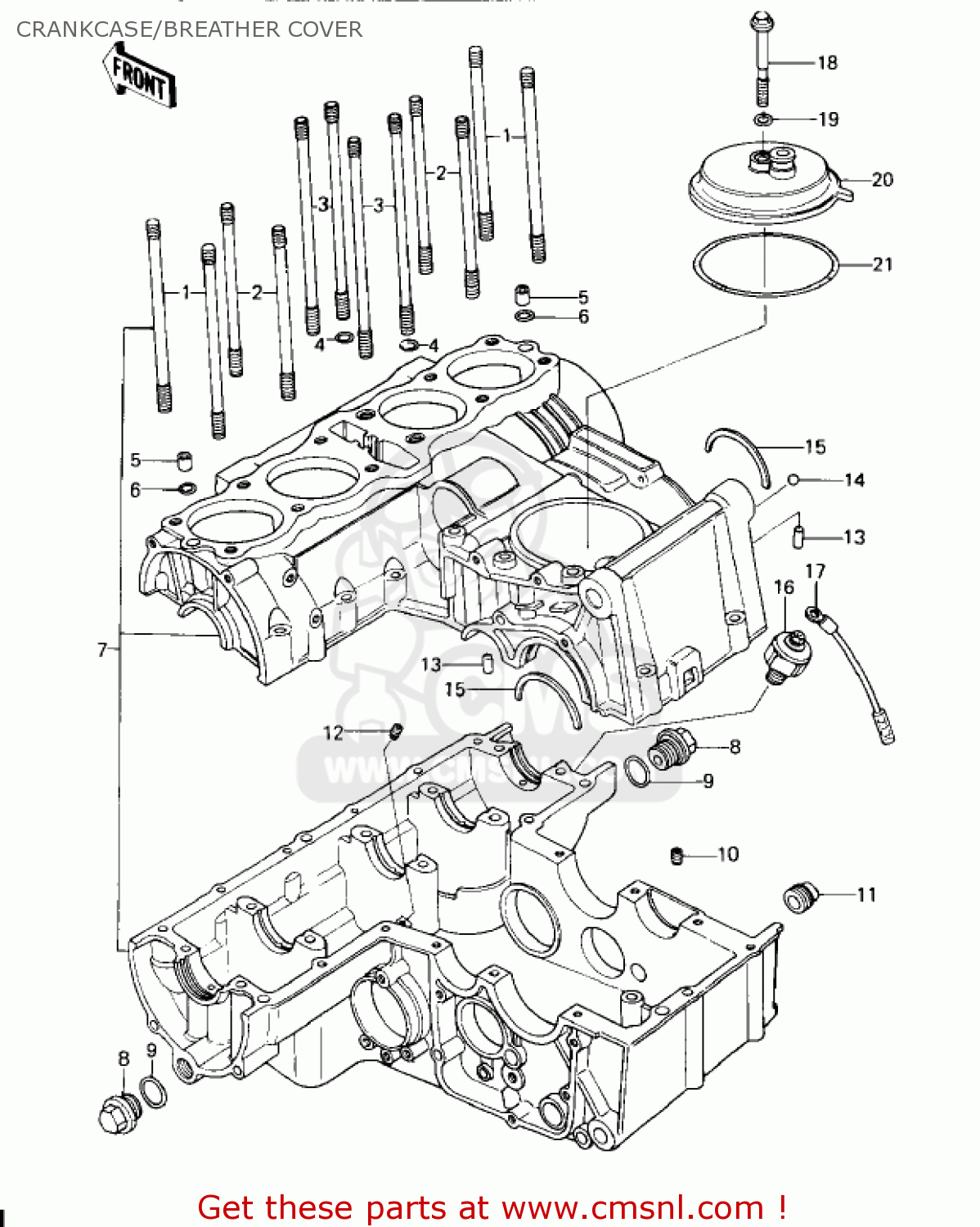CRANKCASE/BREATHER COVER KZ650C3 CUSTOM 1979 USA CANADA / MPH KPH