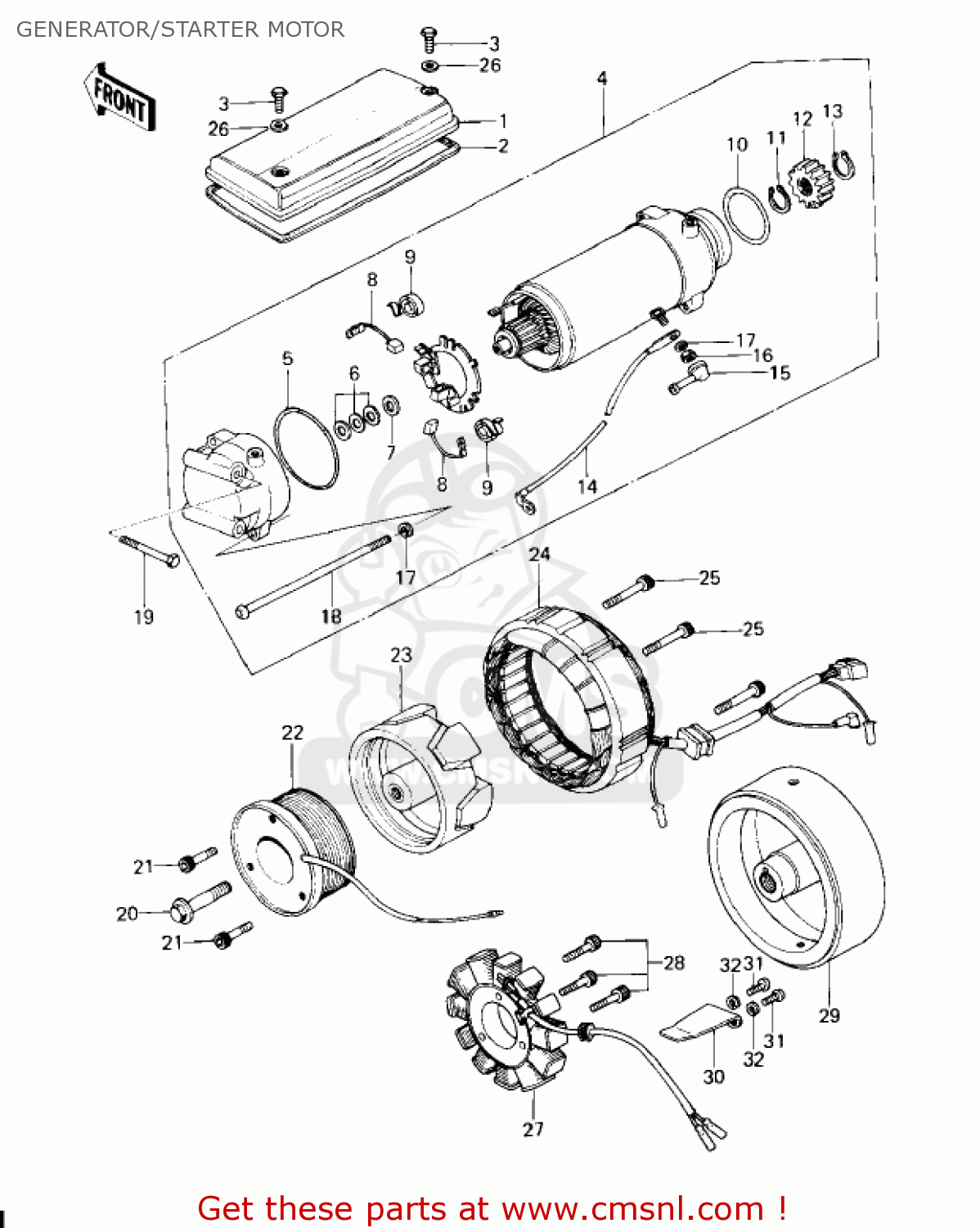 GENERATOR/STARTER MOTOR KZ650C3 CUSTOM 1979 USA CANADA / MPH KPH