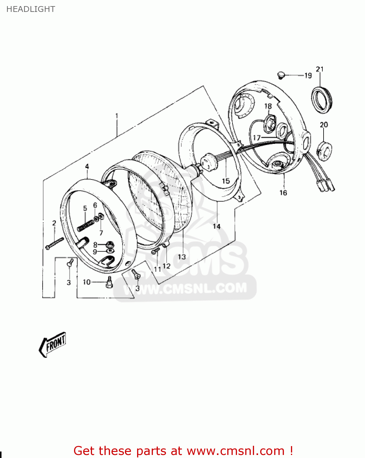 HEADLIGHT KZ650C3 CUSTOM 1979 USA CANADA / MPH KPH